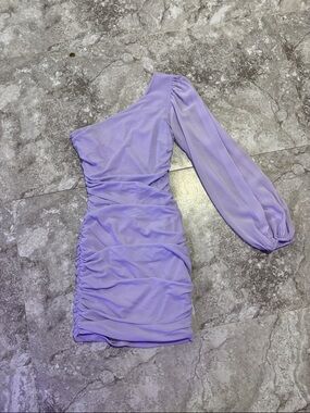 Hello Molly Lilac One-Shoulder Mini Dress